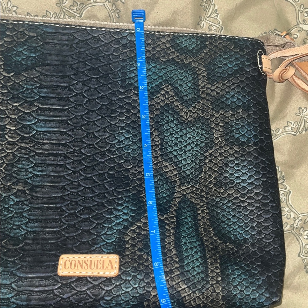 Consuela Teal Snake-Embossed Crossbody with Tan Accents - Picture 10 of 11